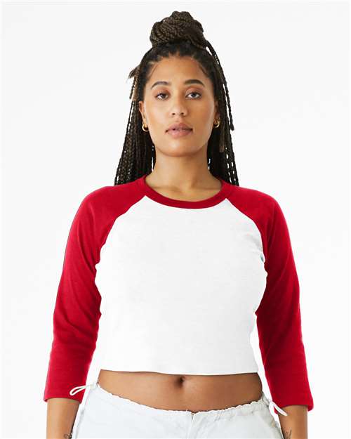 Women's Micro Rib Three-Quarter Raglan Sleeve Baby Tee