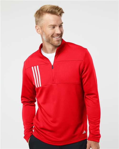 Men's 3-Stripes Double-Knit Quarter-Zip Pullover