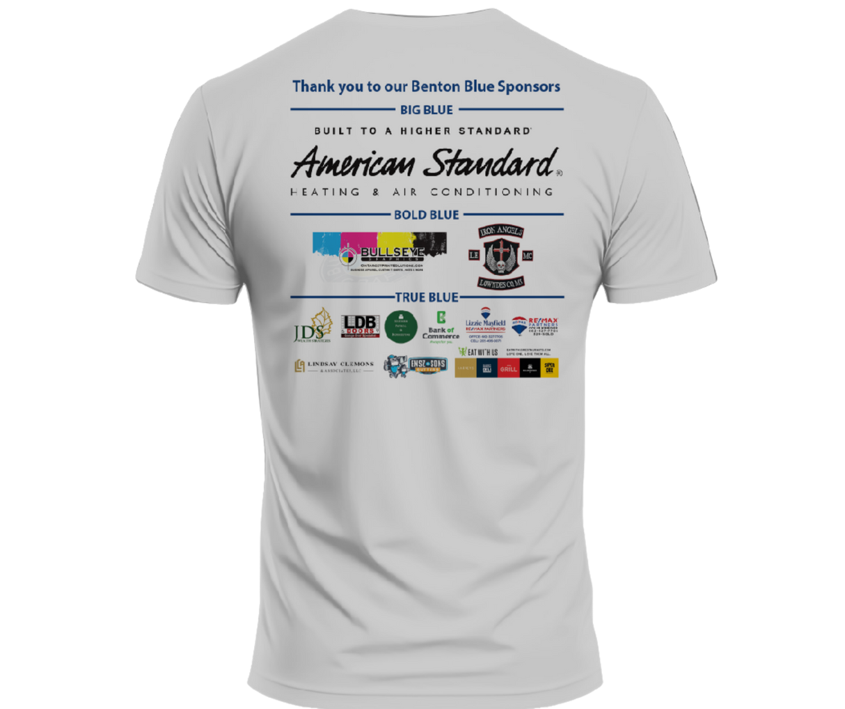 Benton Blue Bash Adult T-Shirt (Full Front Image)