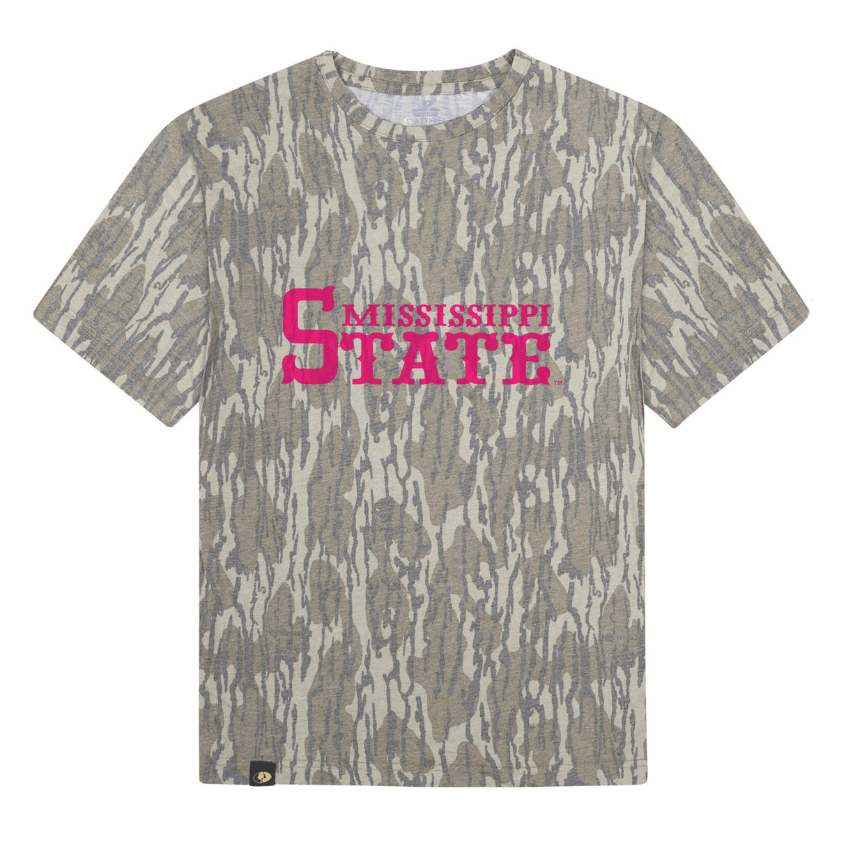 Mississippi State Mossy Oak Youth Tee, pink print on Mossy Oak Bottomland