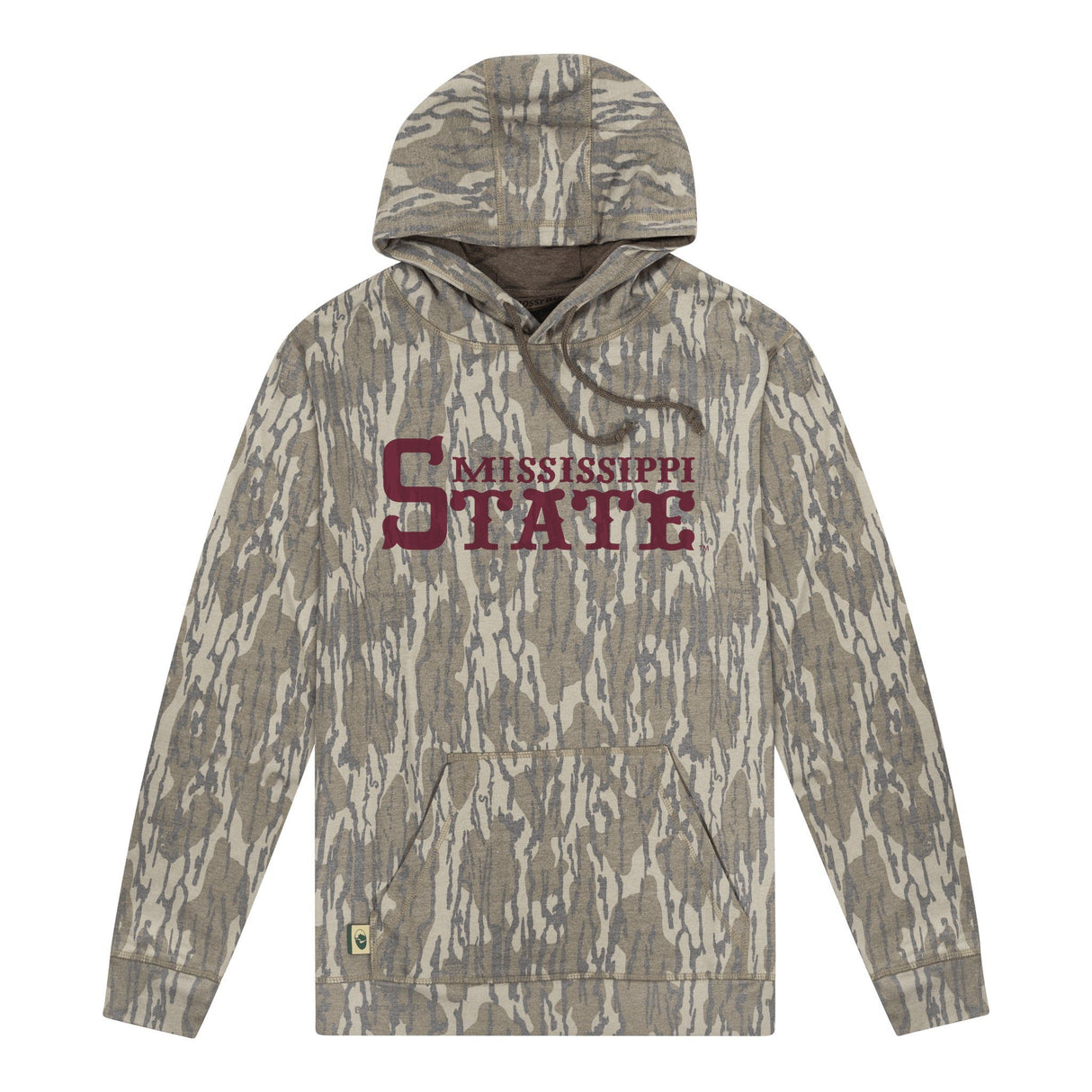 Mississippi State Mossy Oak Youth Hoodie, maroon print on Mossy Oak Bottomland