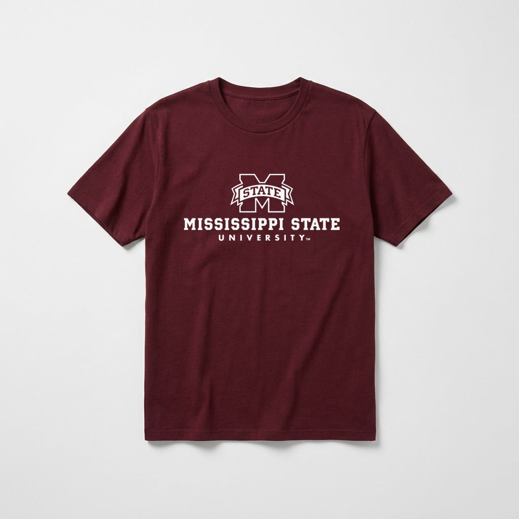 Mississippi State stacked tee — Maroon