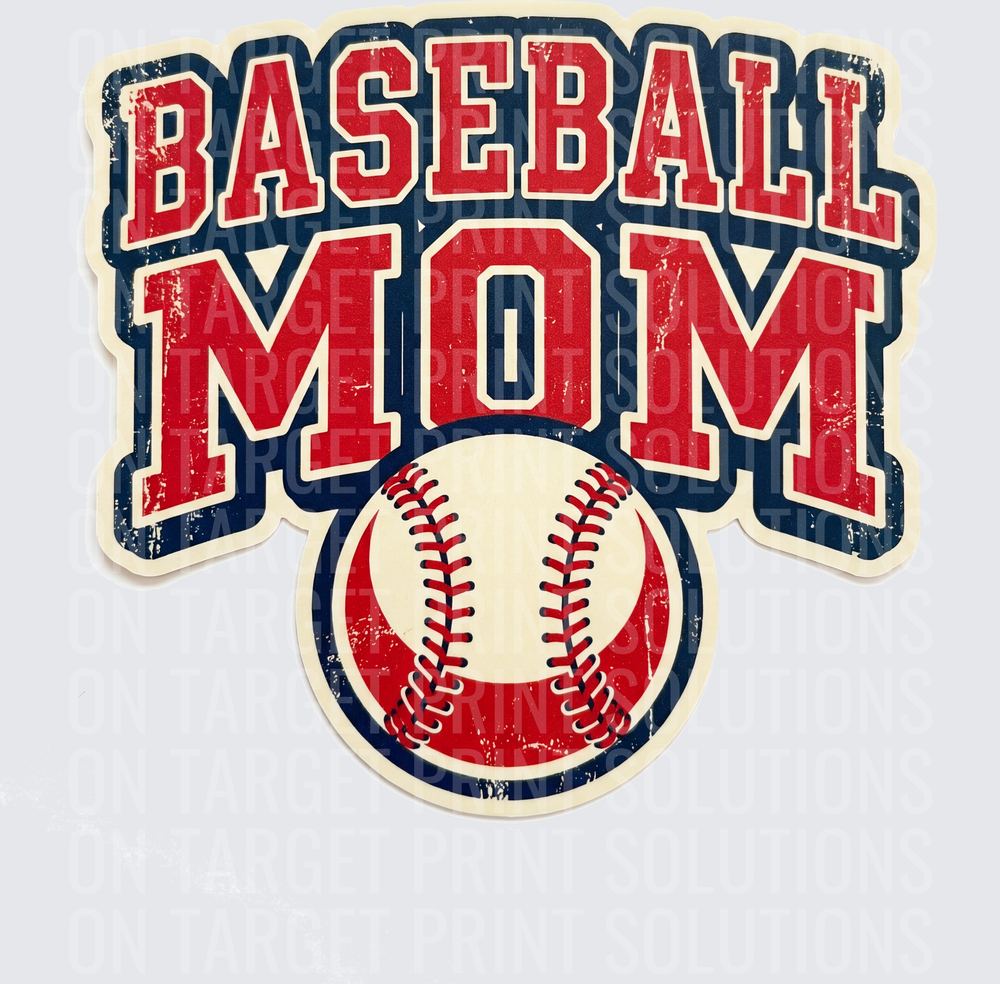Vintage Distressed Baseball Mom Bold Lettering with Ball