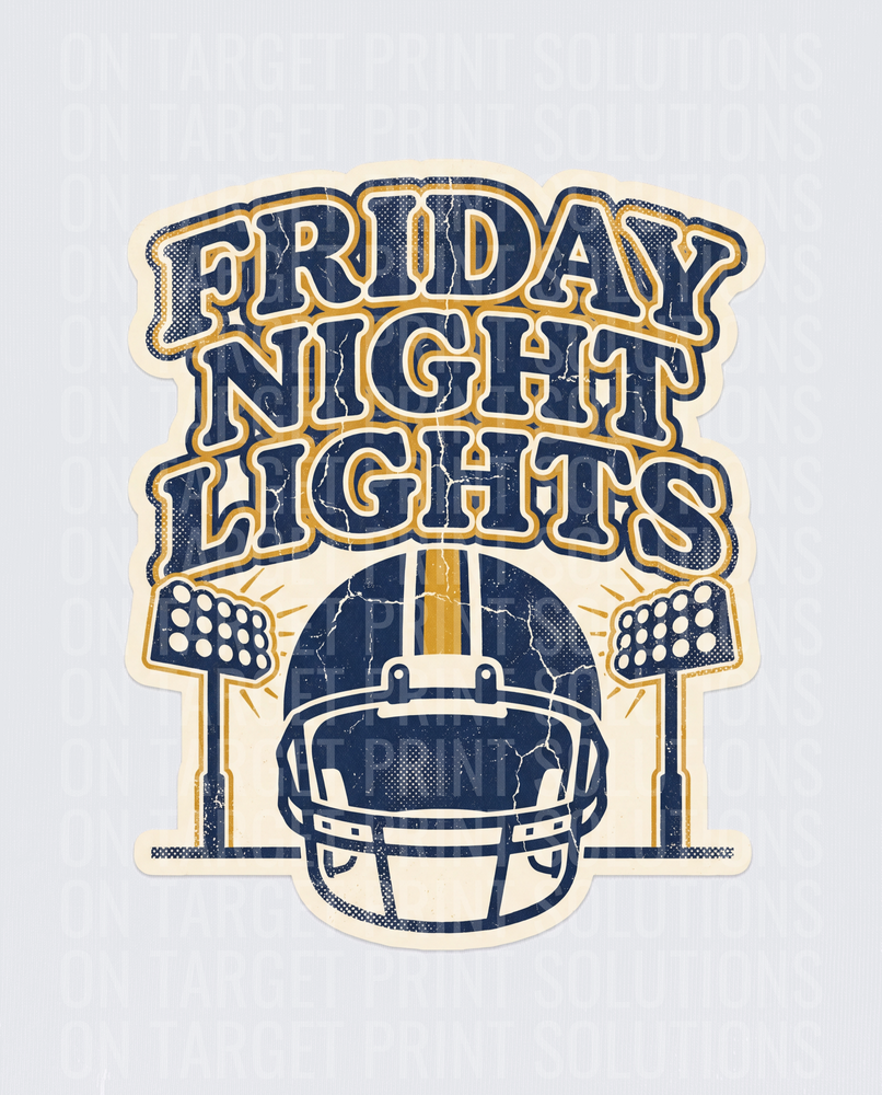 Friday Night Lights Vintage Football Helmet Stadium Lights