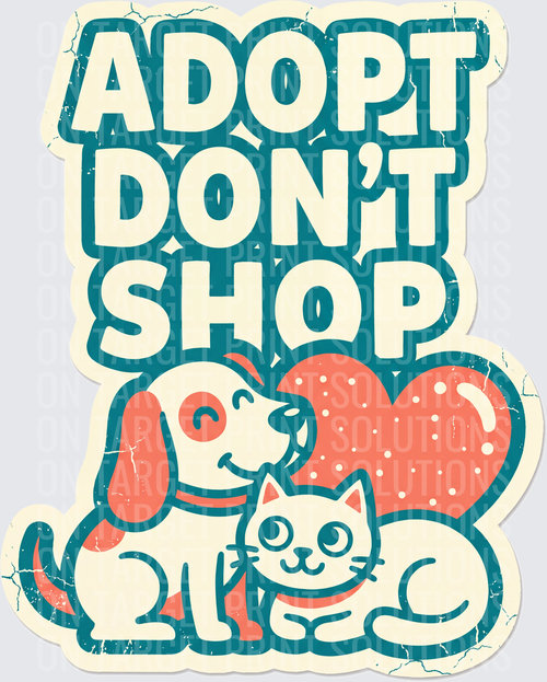 Adopt Don't Shop Vintage Dog Cat Heart Distressed Design