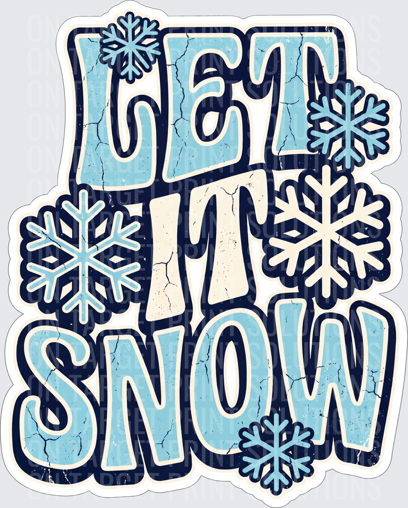Let It Snow Retro Distressed Snowflake Winter Typography