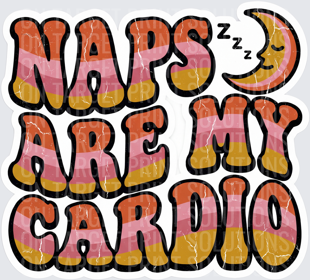 Naps Are My Cardio Retro Groovy Sleeping Moon ZZZ