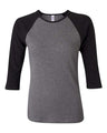 Women’s 1X1 Baby Rib Raglan Three-Quarter Sleeve Tee