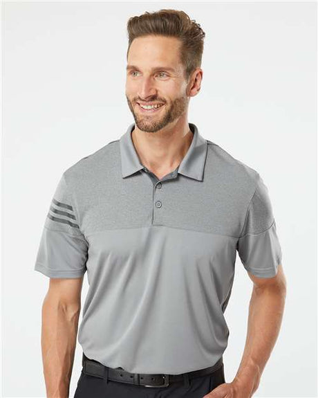 Men's Heathered 3-Stripes Colorblocked Polo