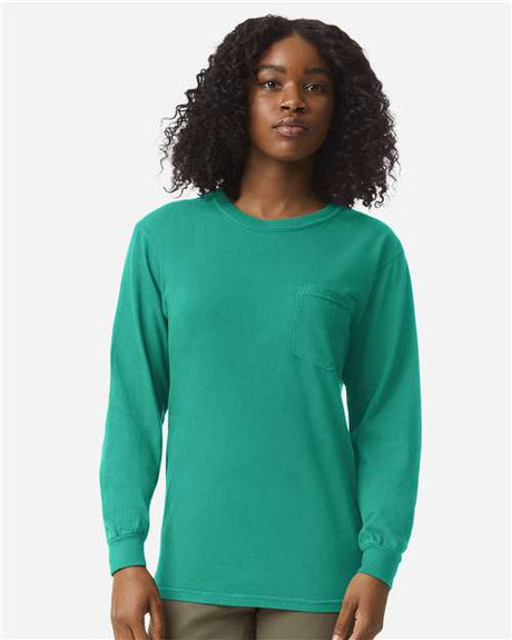 Unisex Garment-Dyed Heavyweight Long Sleeve Pocket T-Shirt