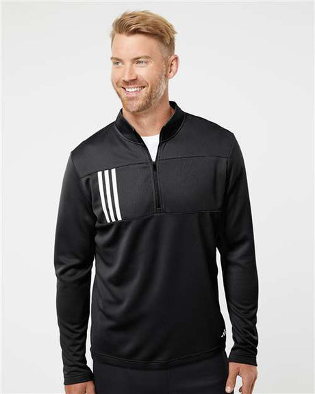 Men's 3-Stripes Double-Knit Quarter-Zip Pullover