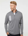 Men's 3-Stripes Double-Knit Quarter-Zip Pullover