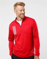 Men's 3-Stripes Double-Knit Quarter-Zip Pullover