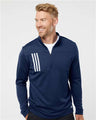 Men's 3-Stripes Double-Knit Quarter-Zip Pullover