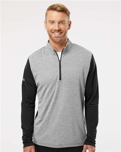 Men's Ultimate365 Heather Block Print Quarter-Zip Pullover
