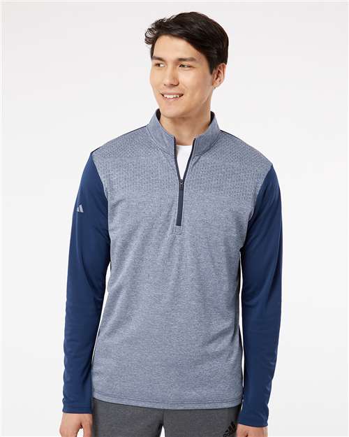 Men's Ultimate365 Heather Block Print Quarter-Zip Pullover