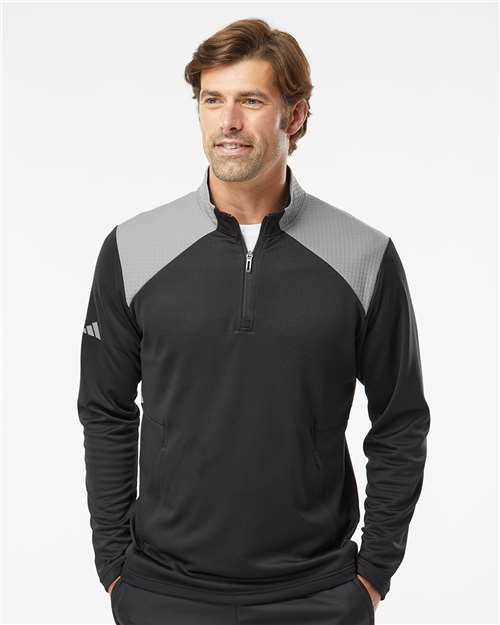 Men's Textured Mixed Media Quarter-Zip Pullover