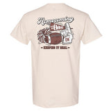 EW Homecoming tee, back: Homecoming art with football, pom-pom, EWHS pennant and foam finger