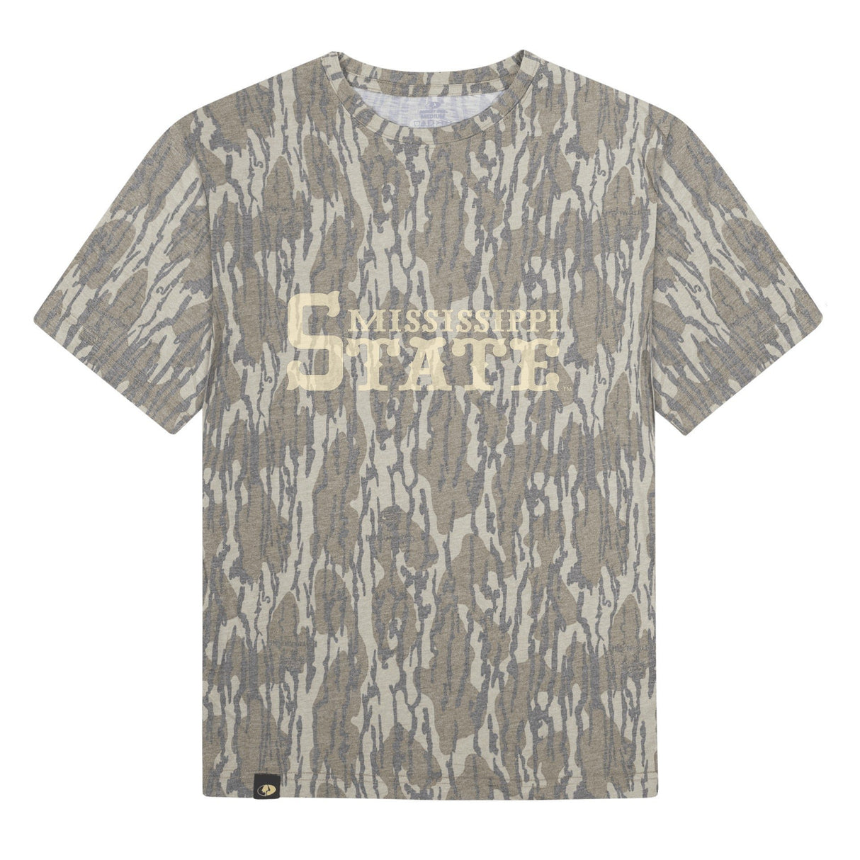 Mississippi State Mossy Oak Tee, cream print on Mossy Oak Bottomland