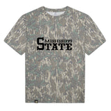 Mississippi State Mossy Oak Tee, black print on Mossy Oak Greenleaf