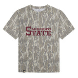 Mississippi State Mossy Oak Youth Tee, maroon print on Mossy Oak Bottomland