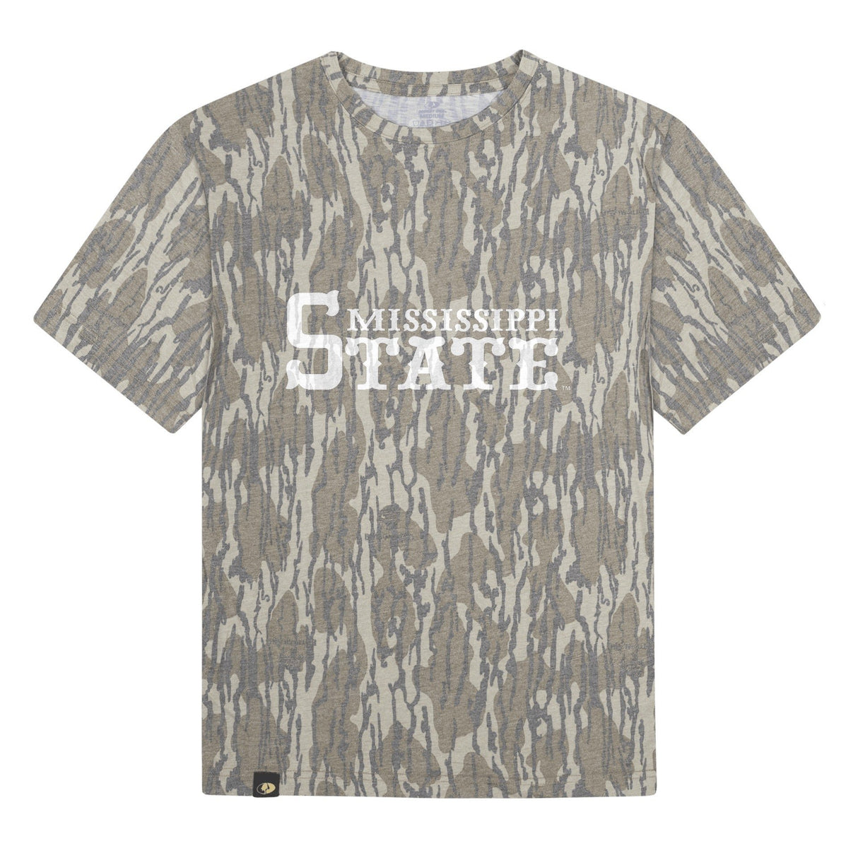 Mississippi State Mossy Oak Youth Tee, white print on Mossy Oak Bottomland
