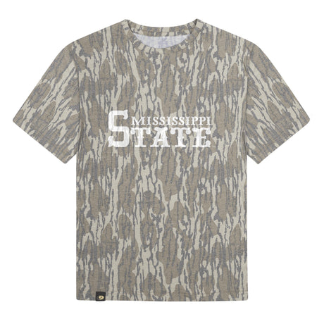 Mississippi State Mossy Oak Youth Tee, white print on Mossy Oak Bottomland