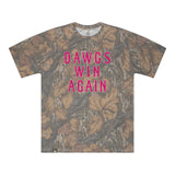 Dawgs Win Again Mossy Oak Tee, pink print on Mossy Oak Fall Foliage