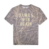 Dawgs Win Again Mossy Oak Tee, cream print on Mossy Oak Shadow Grass