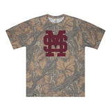 Mississippi State MS Logo Mossy Oak Tee, maroon print on Mossy Oak Fall Foliage