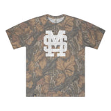 Mississippi State MS Logo Mossy Oak Tee, white print on Mossy Oak Fall Foliage