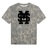 Mississippi State MS Logo Mossy Oak Tee, black print on Mossy Oak Greenleaf