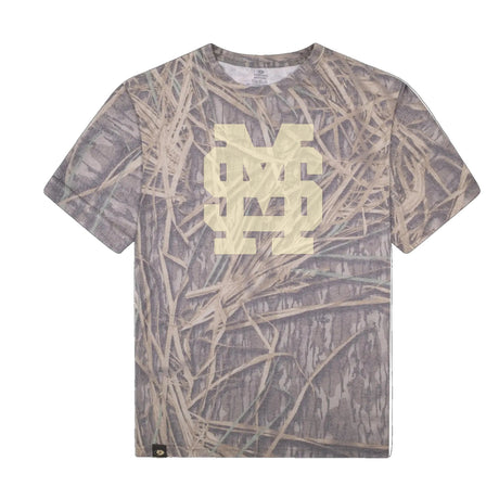 Mississippi State MS Logo Mossy Oak Tee, cream print on Mossy Oak Shadow Grass
