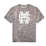 Mississippi State MS Logo Mossy Oak Tee, white print on Mossy Oak Shadow Grass