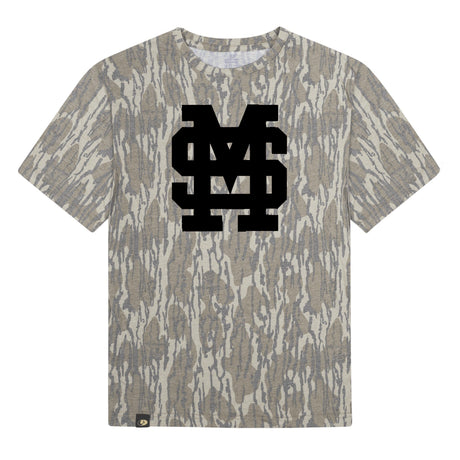 Mississippi State MS Logo Mossy Oak Youth Tee, black print on Mossy Oak Bottomland