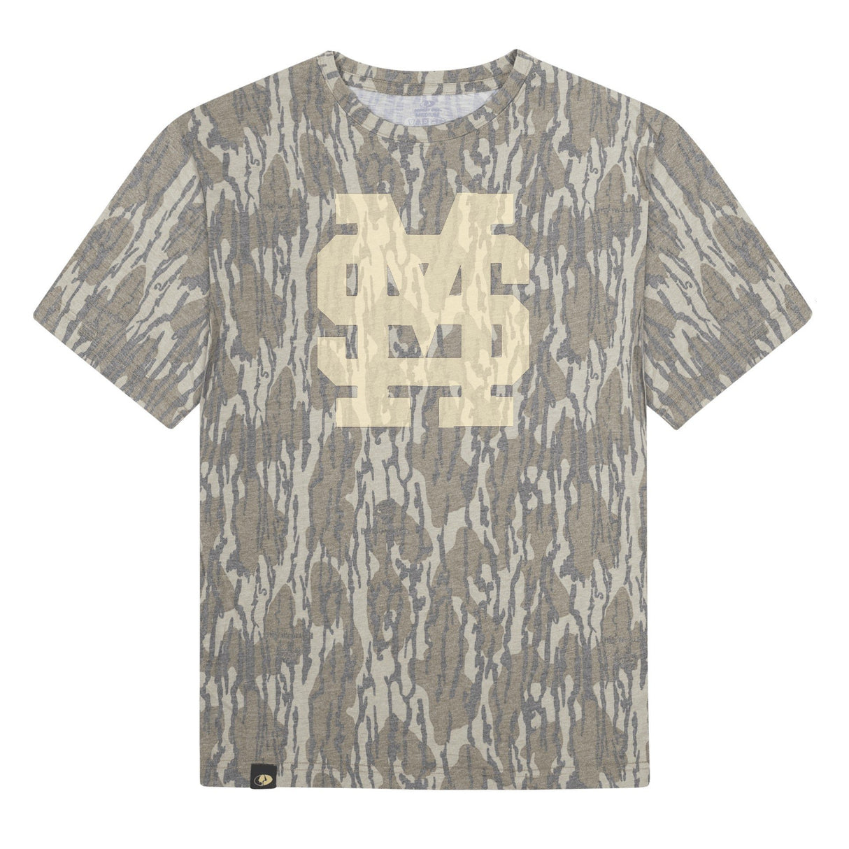 Mississippi State MS Logo Mossy Oak Youth Tee, cream print on Mossy Oak Bottomland