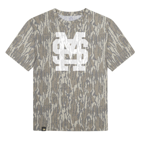 Mississippi State MS Logo Mossy Oak Youth Tee, white print on Mossy Oak Bottomland