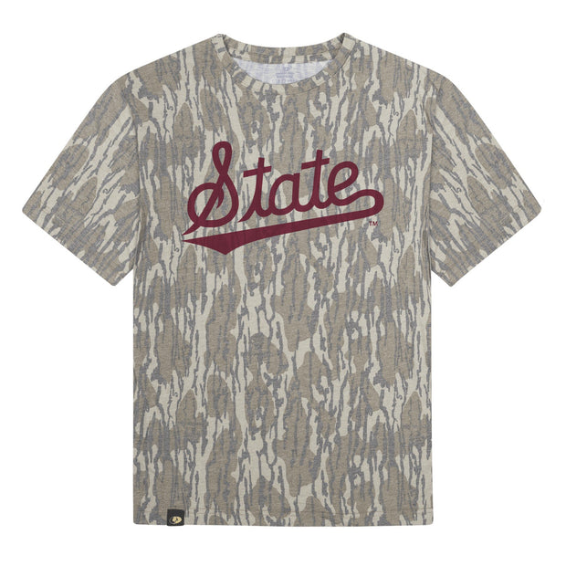 Mississippi State Script Mossy Oak Tee (Bottomland)