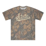 Mississippi State Script Mossy Oak Tee, cream print on Mossy Oak Fall Foliage