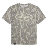 Welcome to StarkVegas Mossy Oak Tee, cream print on Mossy Oak Bottomland