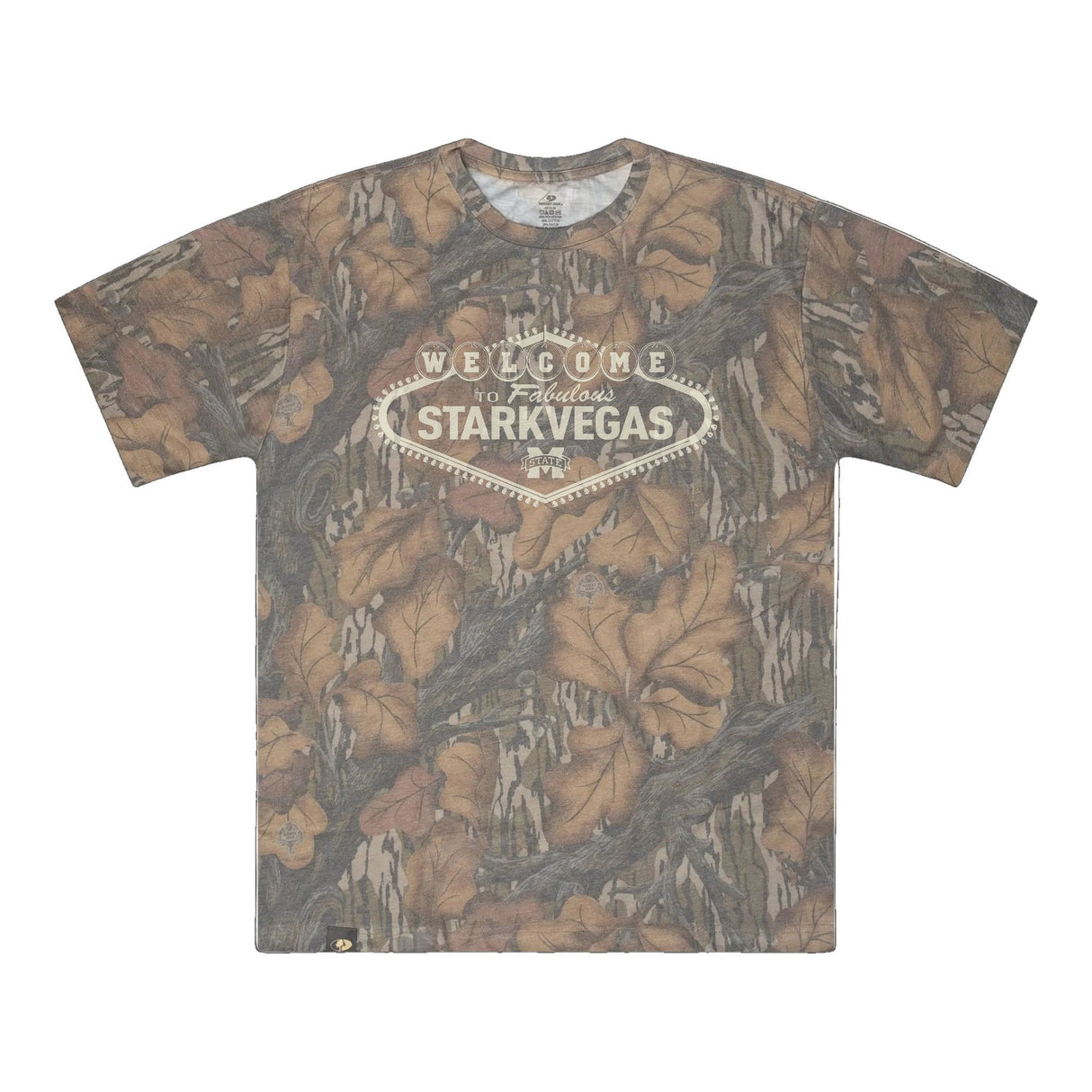 Welcome to StarkVegas Mossy Oak Tee, cream print on Mossy Oak Fall Foliage