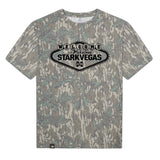 Welcome to StarkVegas Mossy Oak Tee, black print on Mossy Oak Greenleaf