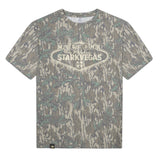 Welcome to StarkVegas Mossy Oak Tee, cream print on Mossy Oak Greenleaf