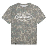 Welcome to StarkVegas Mossy Oak Tee, white print on Mossy Oak Greenleaf