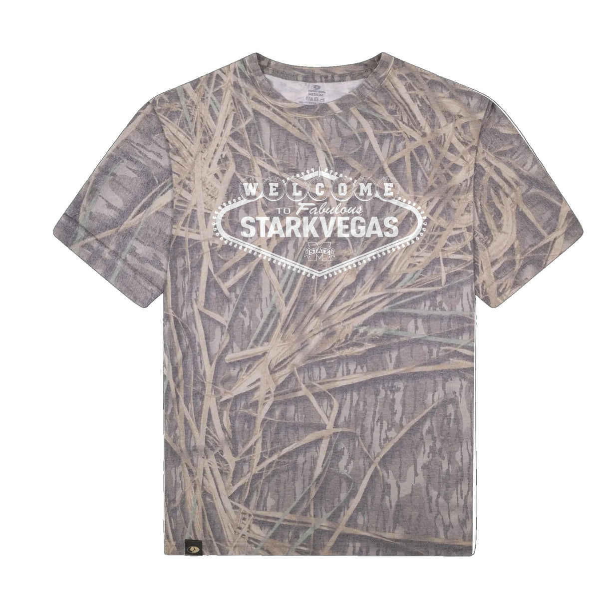 Welcome to StarkVegas Mossy Oak Tee, white print on Mossy Oak Shadow Grass