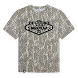 Welcome to StarkVegas Mossy Oak Youth Tee, black print on Mossy Oak Bottomland