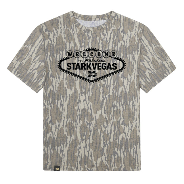 Welcome to StarkVegas Mossy Oak Youth Tee, black print on Mossy Oak Bottomland