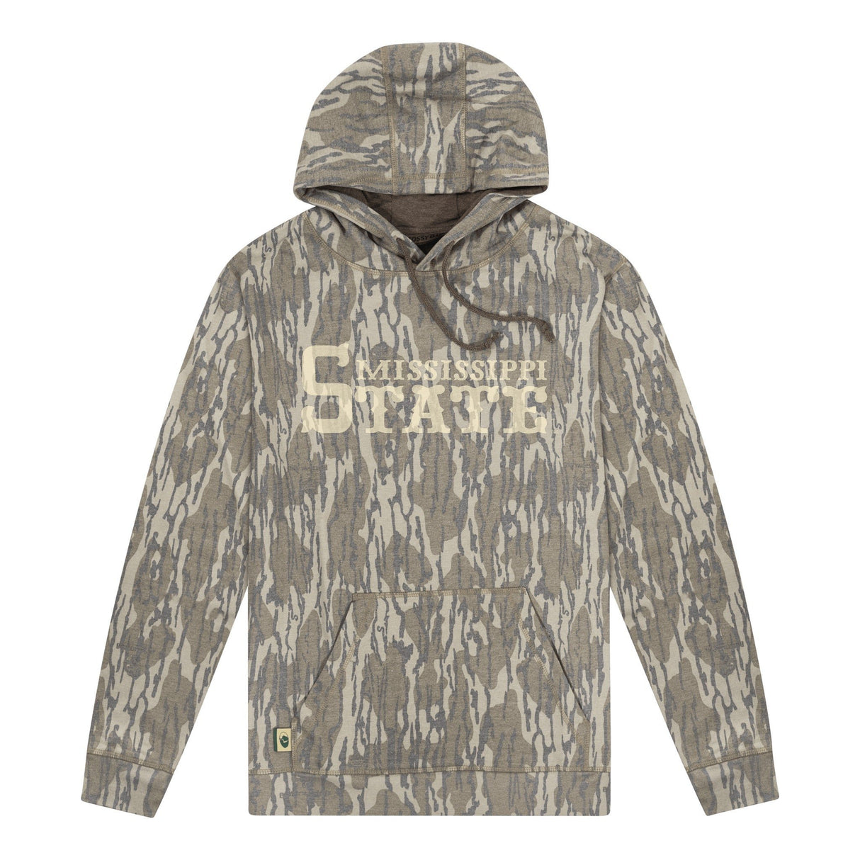 Mississippi State Mossy Oak Hoodie, cream print on Mossy Oak Bottomland