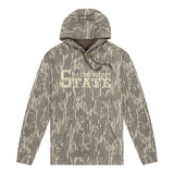 Mississippi State Mossy Oak Hoodie, cream print on Mossy Oak Bottomland