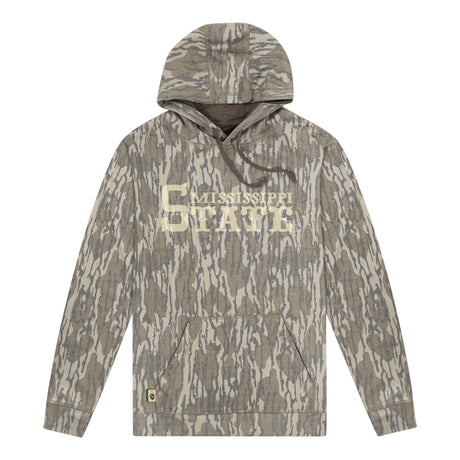 Mississippi State Mossy Oak Hoodie, cream print on Mossy Oak Bottomland